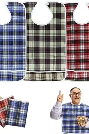 Slab per adulti con regolazione di altezza, slab idrorepellente per anziani, slab facile da pulire con chiusura a pressione, slab per protezione della veste per uomini, donne e anziani Reso Gratuito